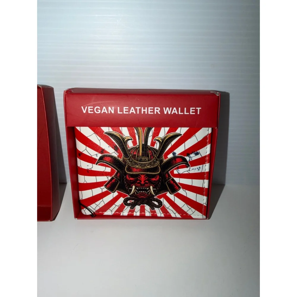Men's Samurai Demon Vegan Leather Wallet One Size Red White NEW NEW IN PACKAGING